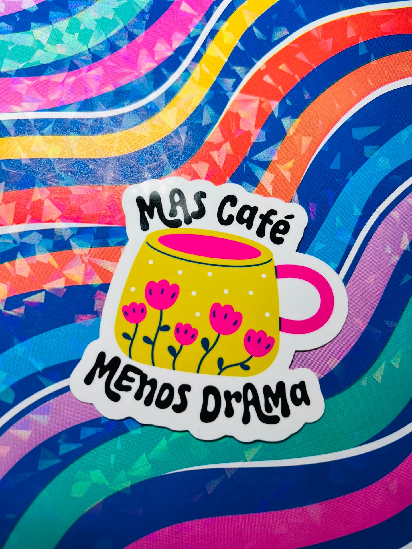 Mas Cafe Menos Drama Waterproof Stickers