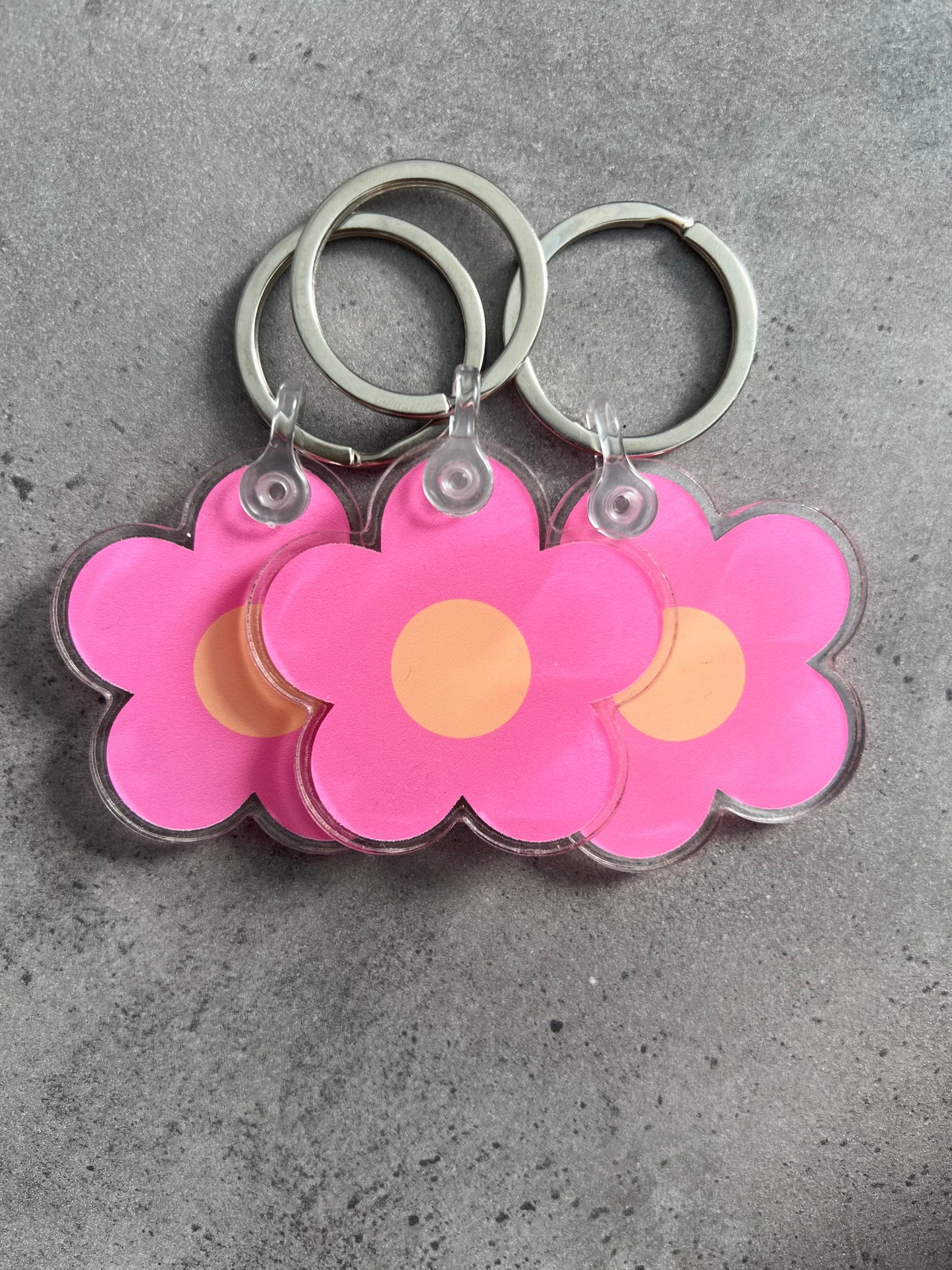 Pink Daisy Acrylic Keychain