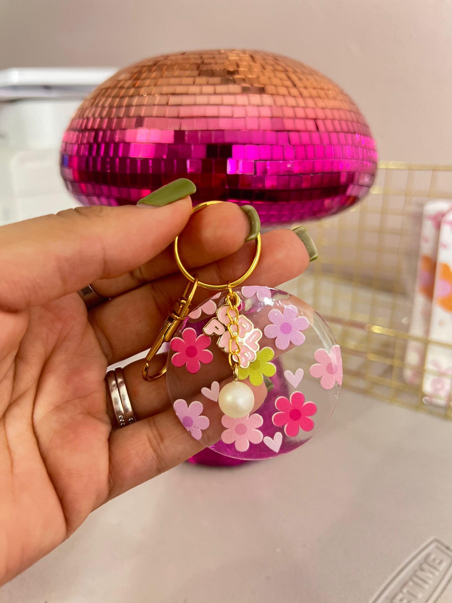 Color Flowers Acrylic Keychain