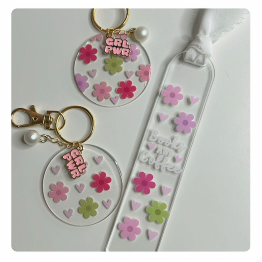 Color Flowers Acrylic Keychain