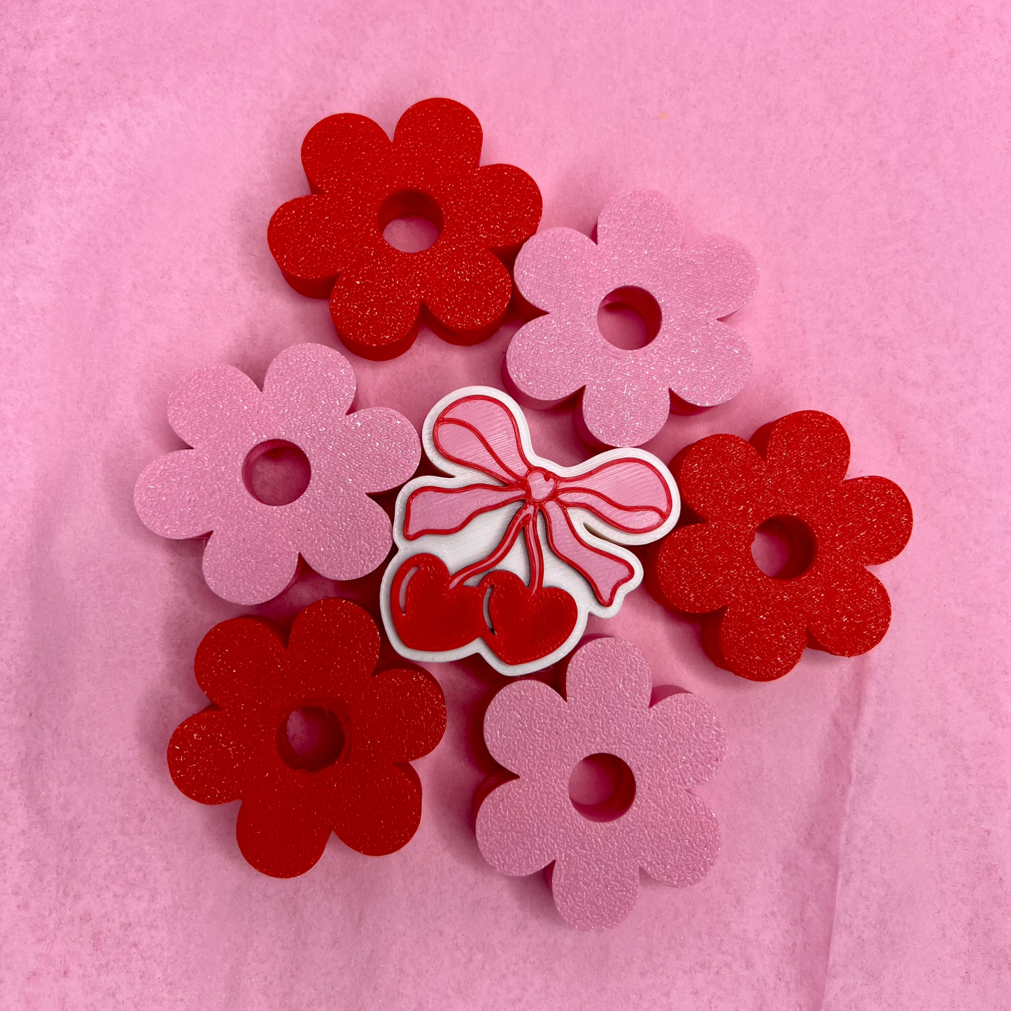 Cherry Bow Straw Topper- Large Size