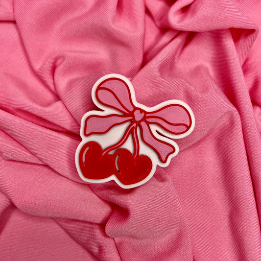 Cherry Bow Straw Topper- Large Size