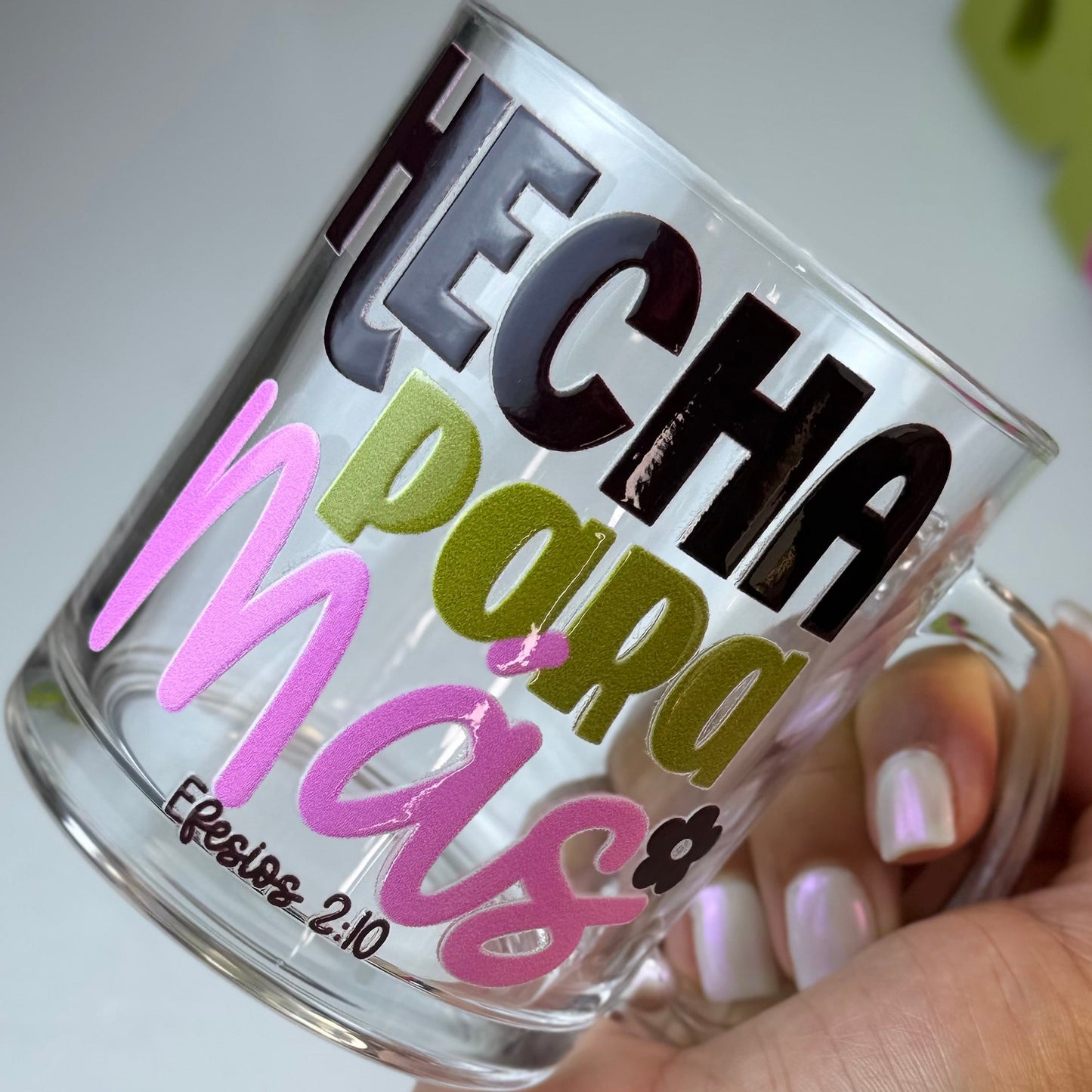 Taza de Cristal "Hecha para más" — Regalo Cristiano Efesios 2:10