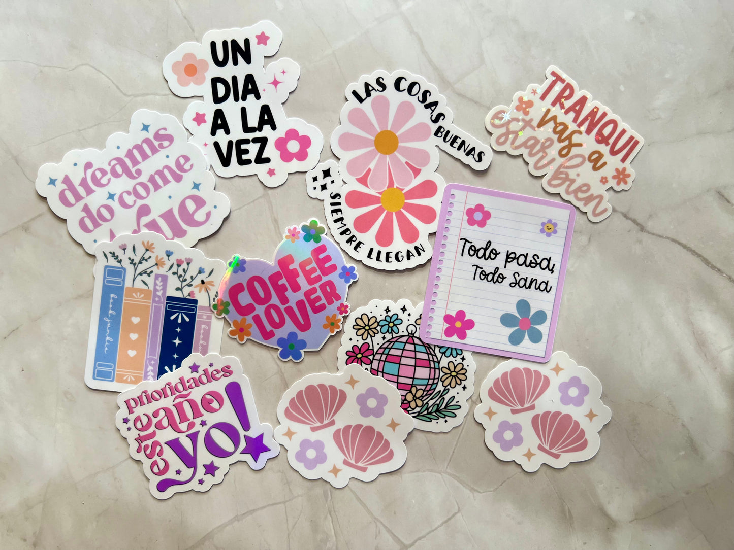 Un dia a la vez flores Waterproof Stickers