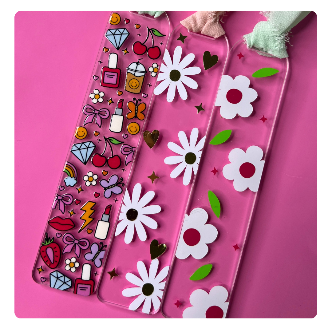 Happy Floral Acrylic Bookmarks