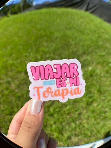 Viajar es mi Terapia Waterproof Stickers