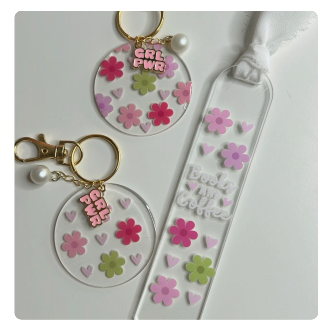 Color Flowers  Acrylic Keychain